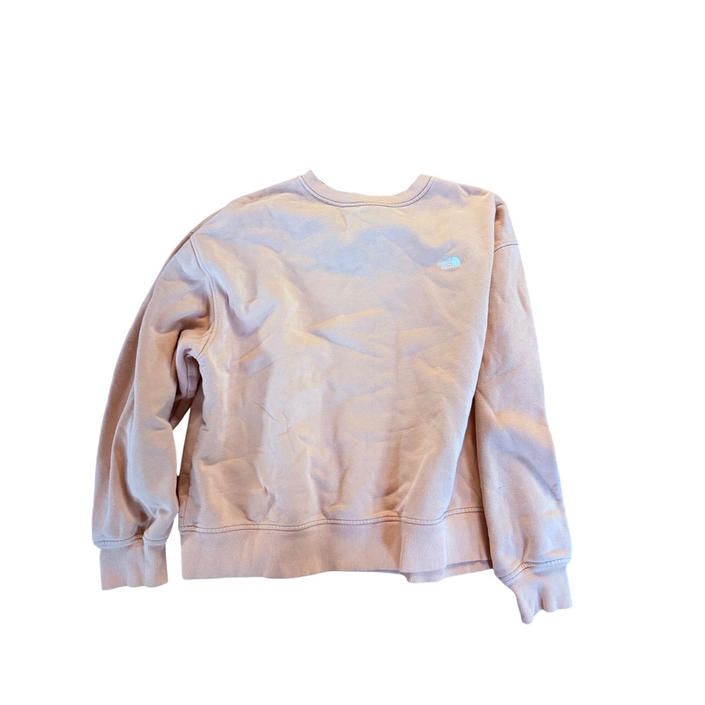 The North Face Womens Small Peach Crewneck‎ Sweatshirt Embroidered Logo Pullover